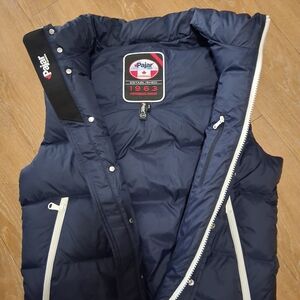 Pajar Kids Navy Puffer Vest with White Zipper Accents